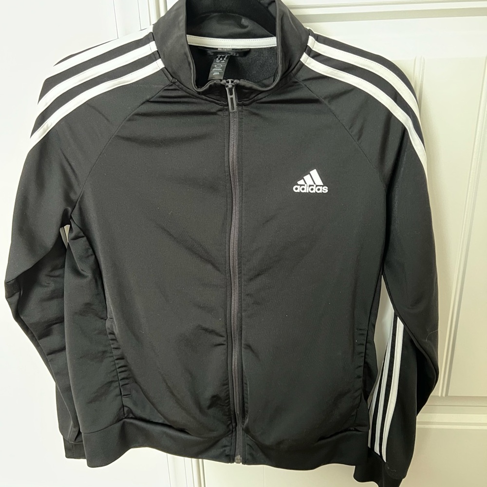 Adidas Black Track Jacket with White Stripes